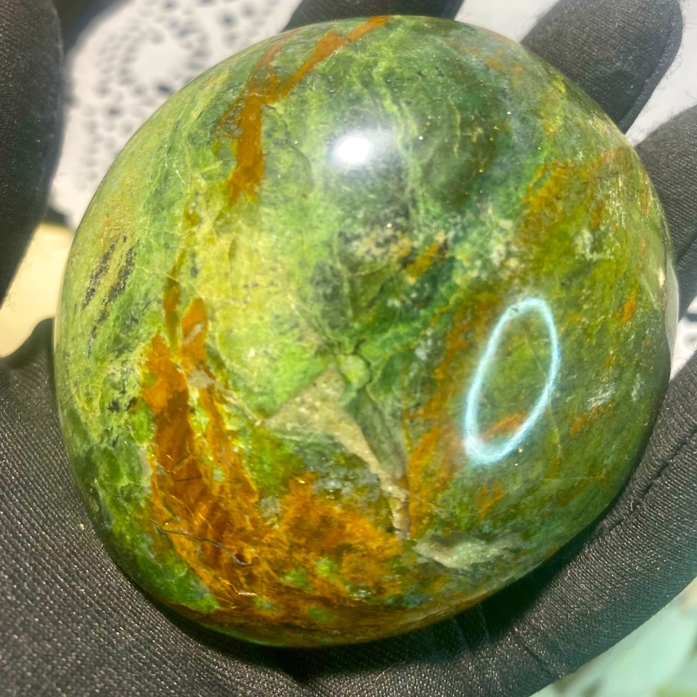 Large Green Opal Palm Stone
